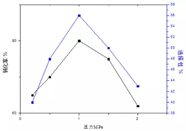 圖4 壓力對反應過程的影響